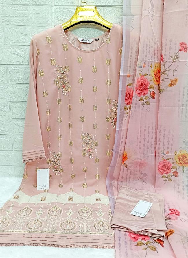 Georgette Pink Festival Wear Embroidery Work Readymade Pakistani Suit